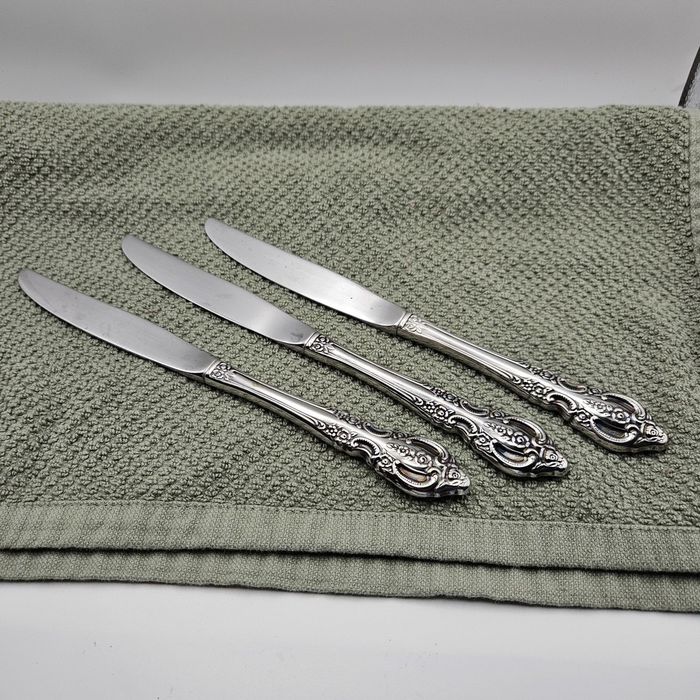 Vtg Oneida Renoir ( Pembrooke ) Stainless Steel - Knife Lot of 3 - 1990's